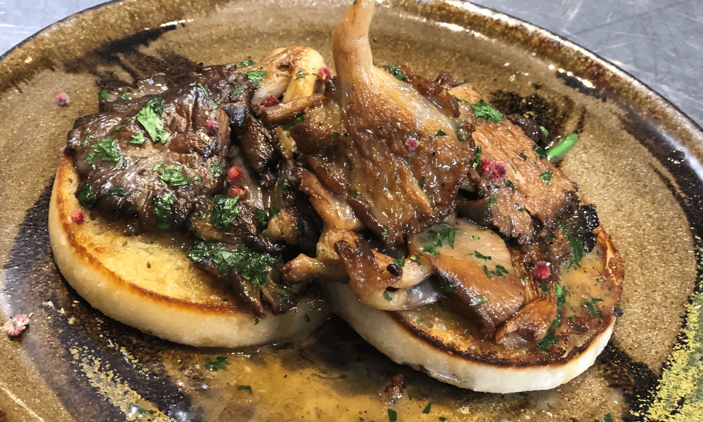 Pan Fried Oyster Mushrooms on an English Muffin 