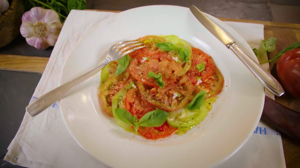 Tomato Carpaccio with Bottarga - Recipe.tv