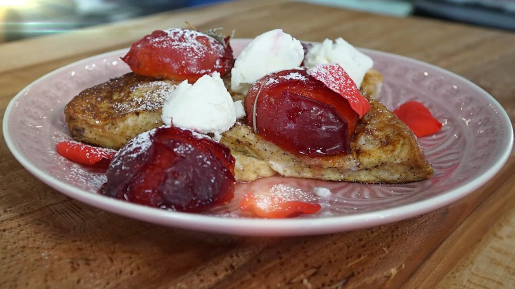 Ballyknocken French Toast with Roast Plums and Goat Cheese Recipe.tv