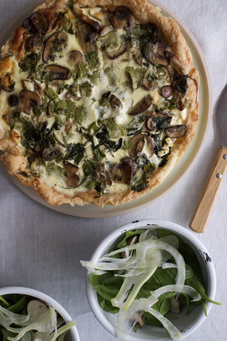 Spinach, Fennel, Goat’s Cheese, and Mushroom Quiche Recipe.tv